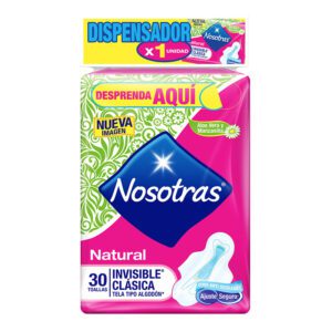 TOALLAS NOSOTRAS NATURAL INVISIBLE CLAS.TELA 30UDS